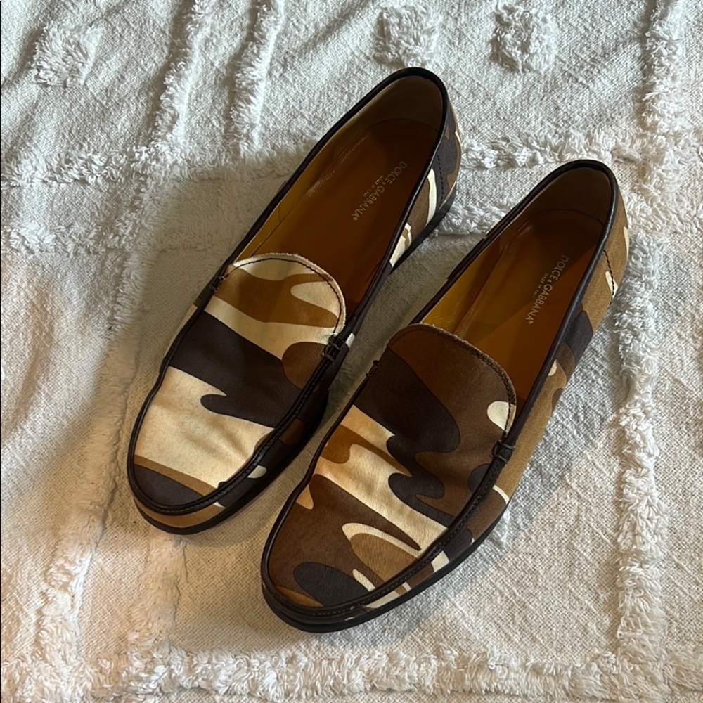 Dolce & Gabbana Brown and Tan Loafers Slip-On Style